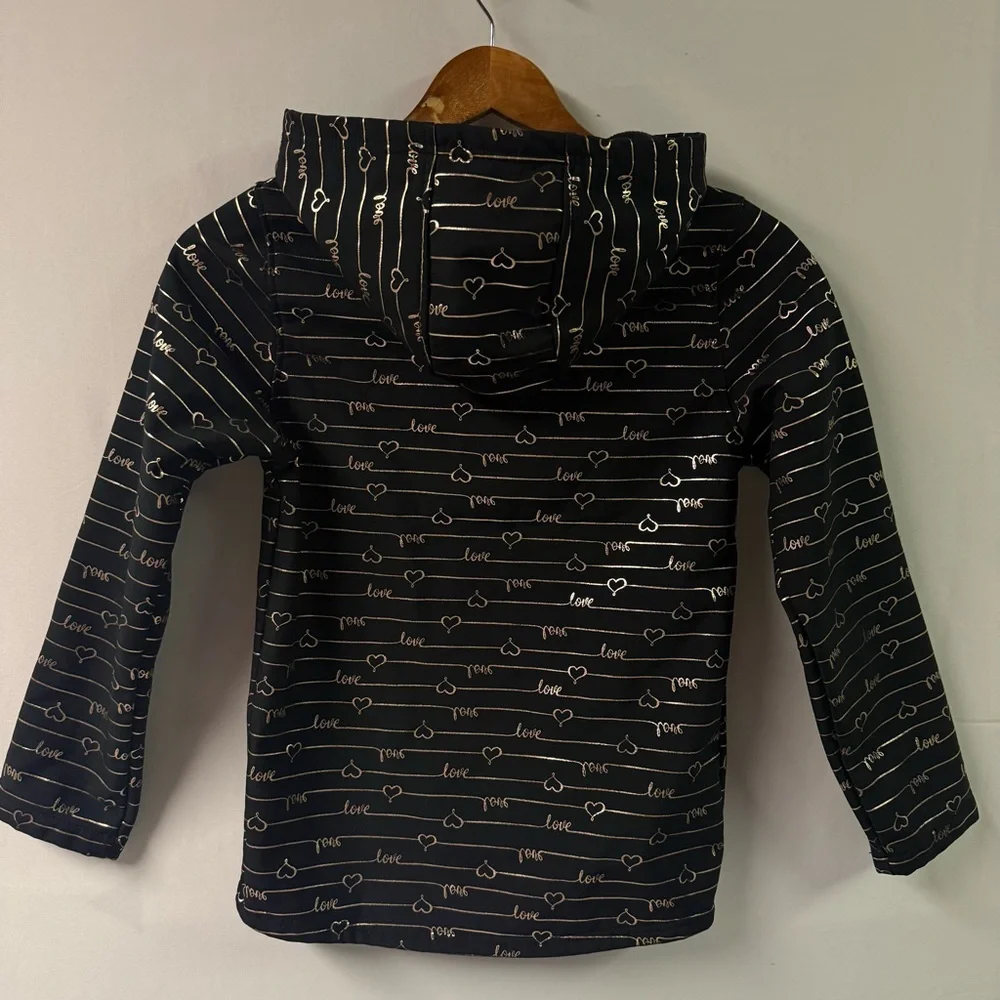 Body‎ Globe Kids Girls Allover Print Softshell Jacket Black Size 10-12 Outerwear